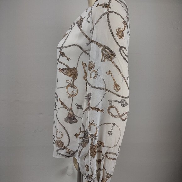 NWT WHBM White House Black Market white keys and rope layered blouse ladies XXSP - Picture 8 of 10